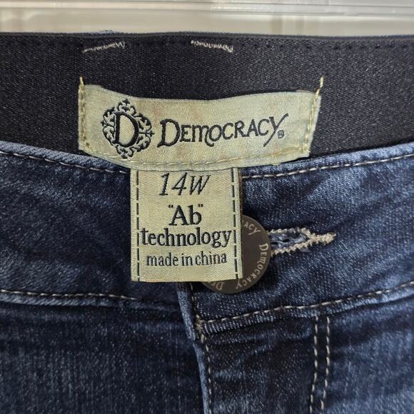 Democracy AB TECHNOLOGY Jeans Women SZ 14W Black Stretch Comfort Waistband - Picture 3 of 6